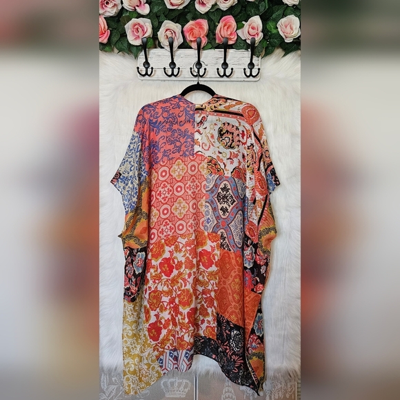 Save The Ocean Relaxed Patch Bohemian Kimono - Picture 3 of 7